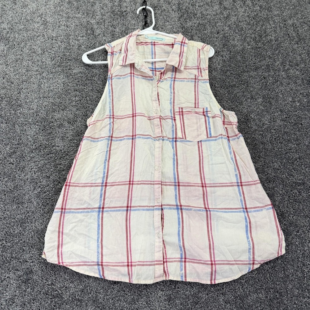 Maurices Shirt Womens XL Multicolor Plaid Sleeveless Button Up Tunic Casual